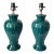 Emerald-Green Ribbed Ceramic Lamps, Pair For Sale