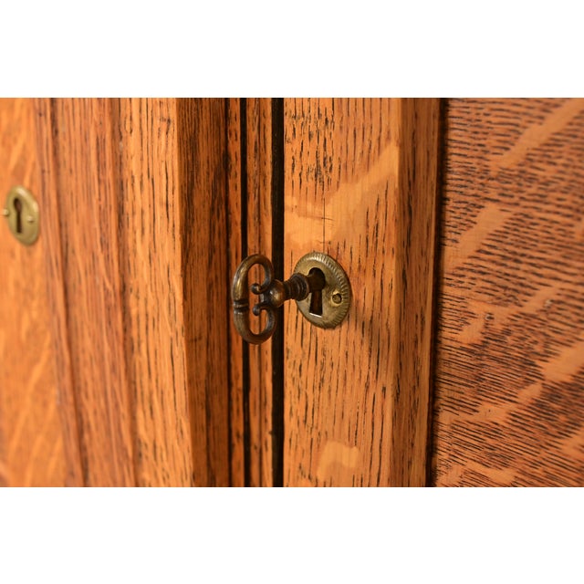 Berkey & Gay Style Antique English Jacobean Carved Oak Sideboard Buffet or Bar Cabinet, Circa 1920s For Sale - Image 9 of 16
