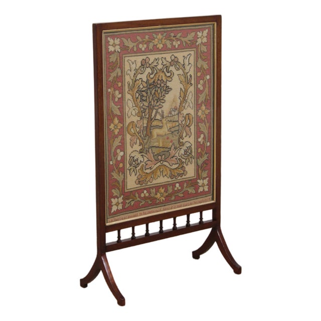 Antique English Mahogany Needlepoint For Sale