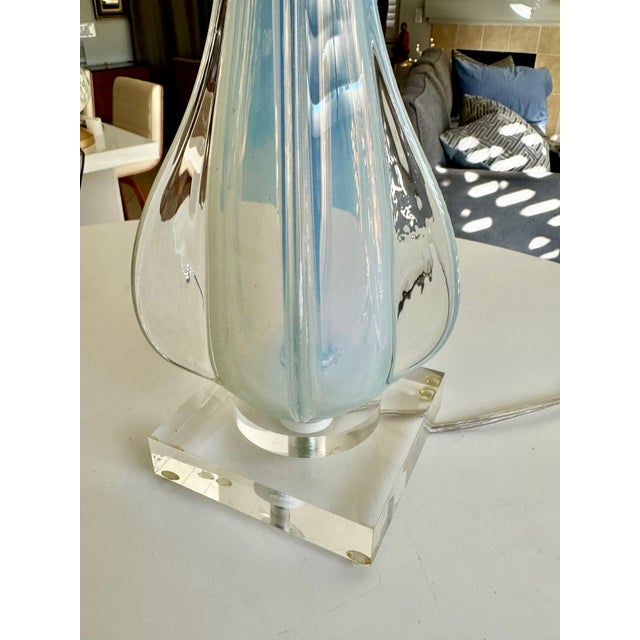 Blue Murano Italian Blue Winged Opalescent Table Lamp For Sale - Image 8 of 14