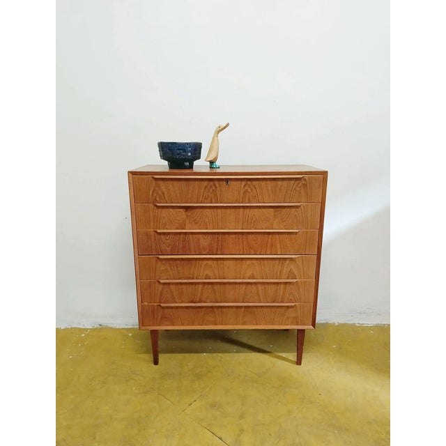 Brown Vintage Danish Teak Chest of Drawers, 1950s For Sale - Image 8 of 9