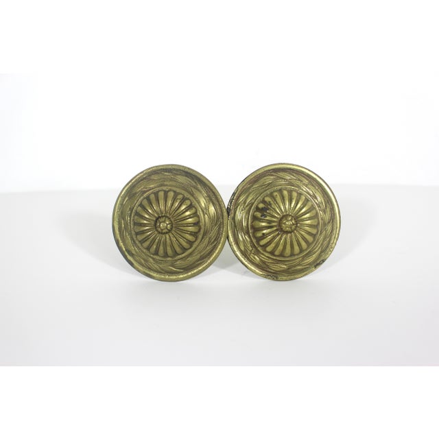 Vintage Pair of Solid Brass Curtain Tie Back Rosettes For Sale - Image 9 of 10