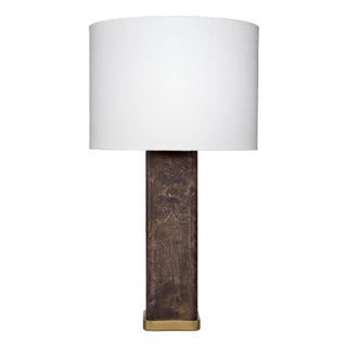 Jamie Young Preston Burl Wood Table Lamp with Linen Shade For Sale