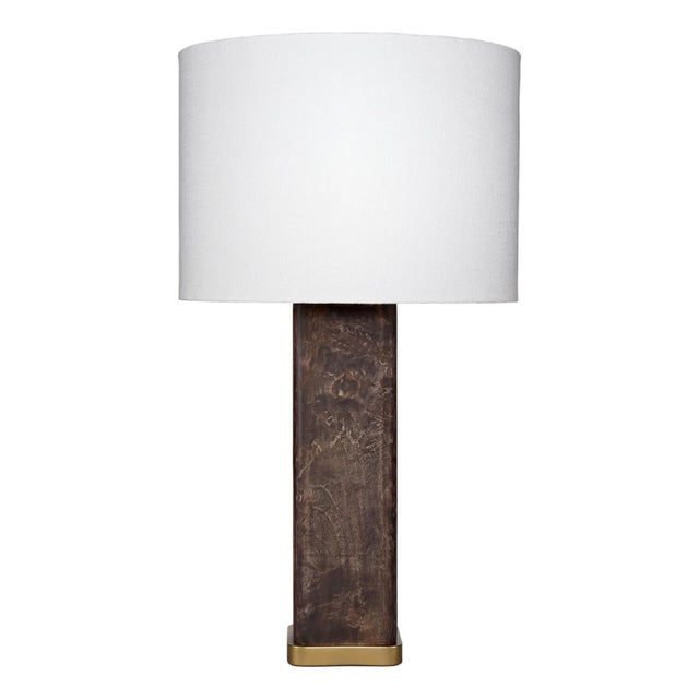 Jamie Young Preston Burl Wood Table Lamp with Linen Shade For Sale