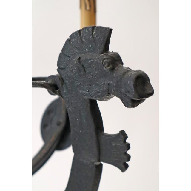 Wrought -Iron Vikinger Longboat Chandelier with Horse Head For Sale - Image 10 of 18