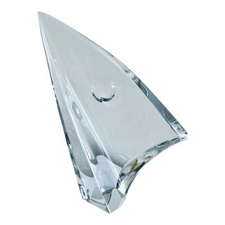 Rare Vintage Baccarat Crystal Sail Sculpture by Robert Rigot, Signed, France For Sale