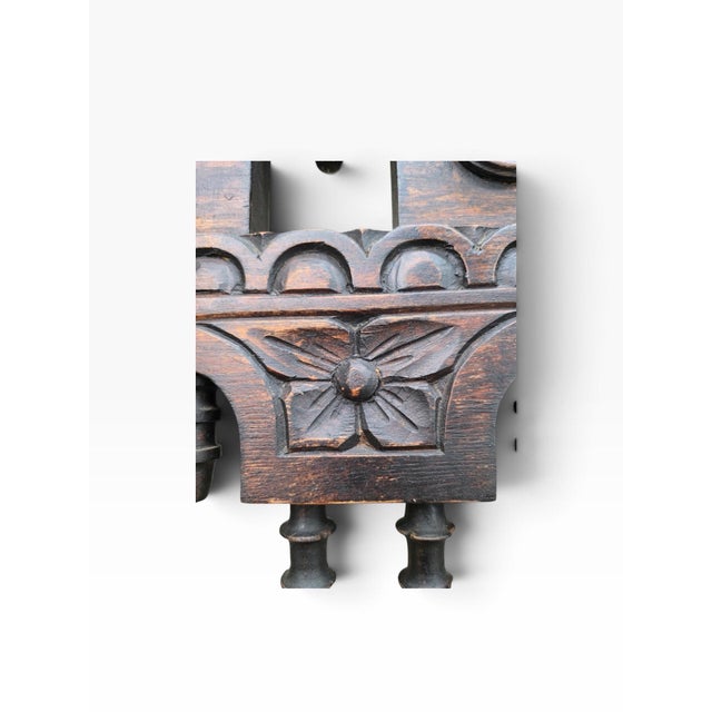 Brown Pagoda Spanish Revival Spindle Carved Headboard Full For Sale - Image 8 of 11