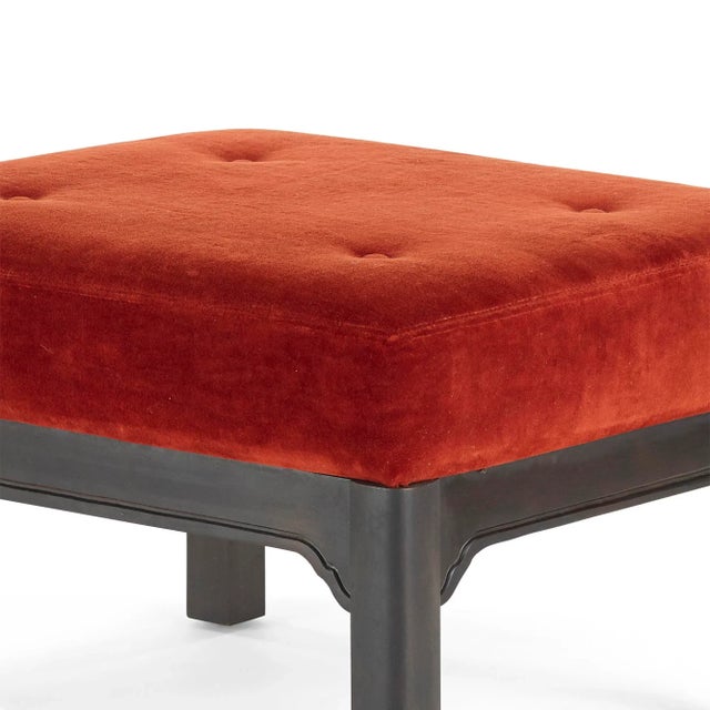 Asian Vintage Bernhardt Style Upholstered Stool or Ottoman For Sale - Image 3 of 5