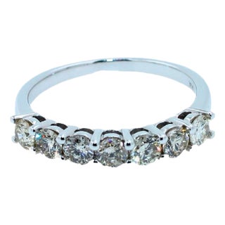 Diamond Classic Stack Eternity Wedding Anniversary Band 18 Karat White Gold Ring, Size 6.5 For Sale