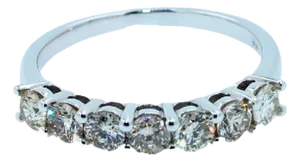 Diamond Classic Stack Eternity Wedding Anniversary Band 18 Karat White Gold Ring, Size 6.5