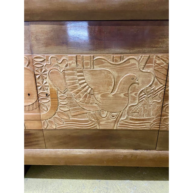 1940s Vintage French Brutalist Sculpted Sideboard in Wood, 1940s For Sale - Image 5 of 12