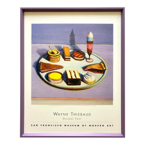 Wayne Thiebaud Vintage 1999 Pop Art Lithograph Print Framed Museum Poster " Dessert Tray " 1992-94