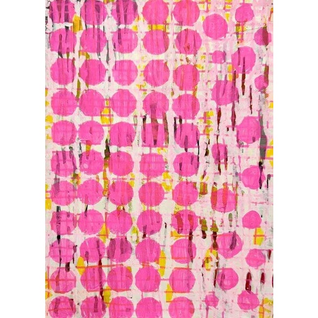 "Carousel Pink" Mixed Media Abstract Geometric Painting on Paper For Sale