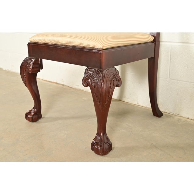 Baker Furniture Chippendale Carved Mahogany Side Chairs or Dining Chairs, Pair For Sale - Image 9 of 13
