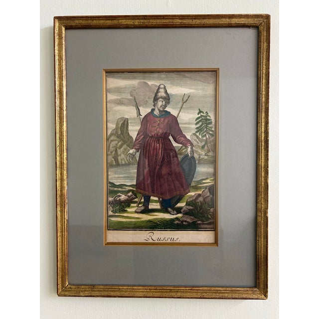 18th Century Antique 18thC Jeremias Wolff Hand-Colored Etching "Russus" For Sale - Image 5 of 5