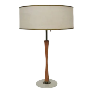 Mid Century Walnut Stemmed Table Lamp