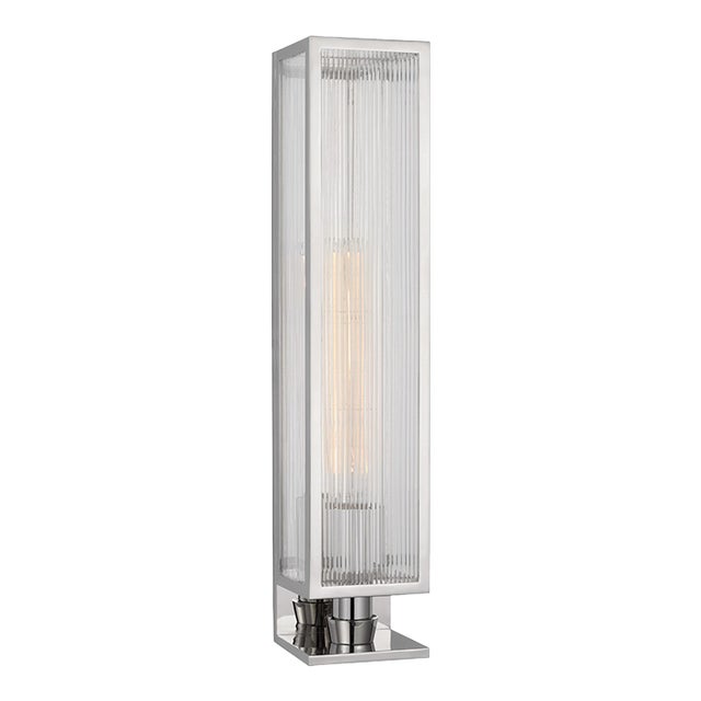 Barbara Barry for Visual Comfort Signature York 24" Single Box Sconce in Polished Nickel with Clear Ribbed Glass For Sale