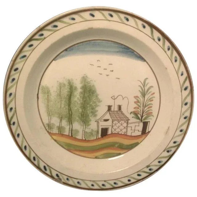 18th Century English Creamware Polychomre Decorated Plate For Sale - Image 10 of 10