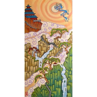 Chinese Landscape Original Oil Painting Stephen McDonough For Sale