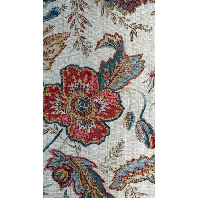 Traditional G P & J Baker Indienne Flower Red/Teal Linen Fabric 7 7/8 Yards For Sale - Image 3 of 6