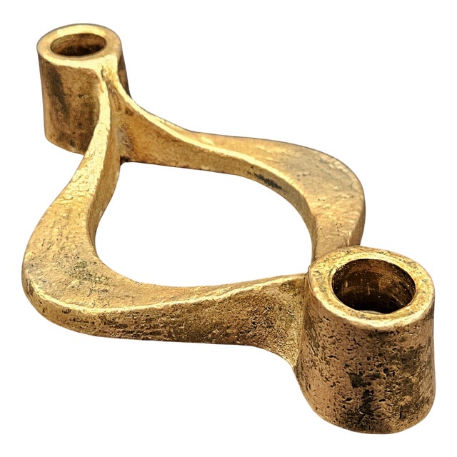 Brutalist Bronze Candlestick by Michael Harjes, 1970s For Sale