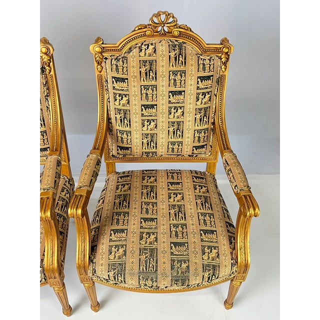 Vintage Andre Originals French Neoclassical Giltwood Armchairs - A Pair For Sale - Image 12 of 14