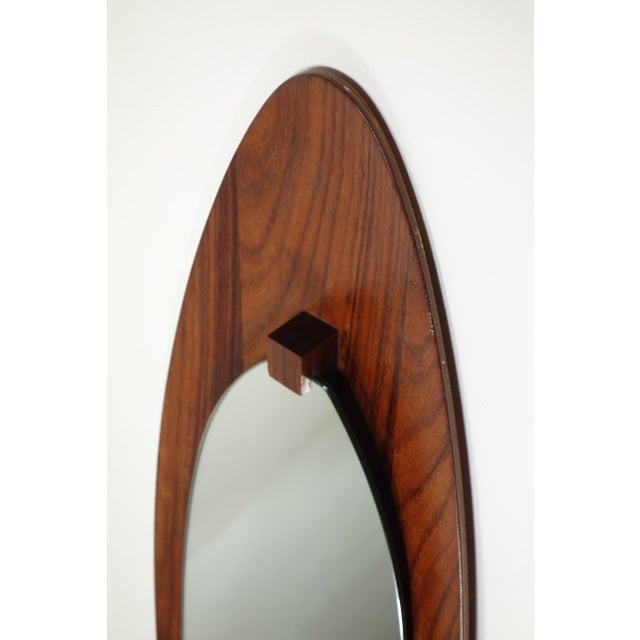 Mid-Century Modern Italian Design Teak Wood Wall Mirror, 1950 For Sale - Image 6 of 9