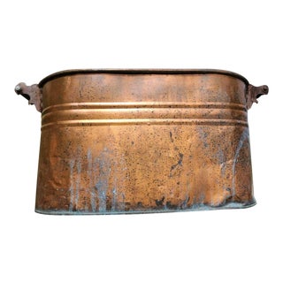 Large Rustic Antique American Patinated Copper Tub For Sale