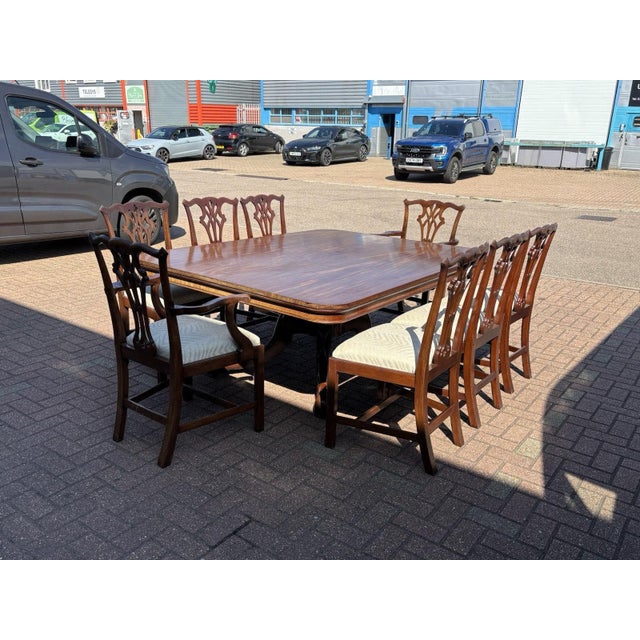 Antique Mahogany Dining Table and Chairs, Set of 9 For Sale - Image 13 of 18