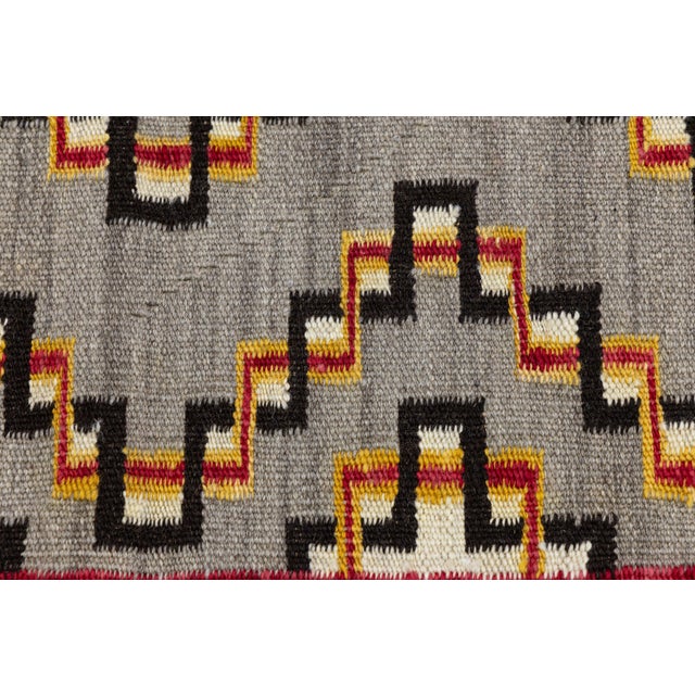 Textile Contemporary Modern Southwest Navajo-Style Geometric Handmade Wool Accent Rug For Sale - Image 7 of 9