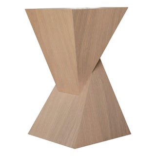 Matthew Izzo Home Scout Natural Oak Geometric Side Table For Sale