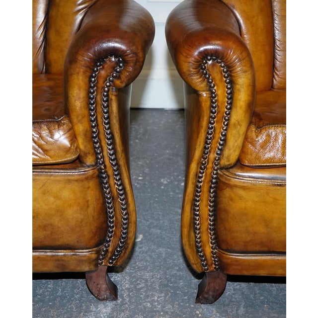 Vintage Art Deco Style Hand Dyed Leather Shell Chairs, Set of 2 For Sale - Image 11 of 17
