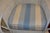 Vintage White Wicker Oversized Fan Back / Cobra Patio Arm Chair With Blue Stripe Cushion For Sale - Image 6 of 12