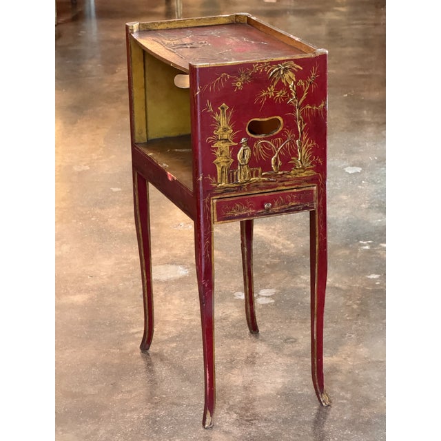 Early 20th Century Red Chinoiserie Decorated Side Table For Sale - Image 5 of 8