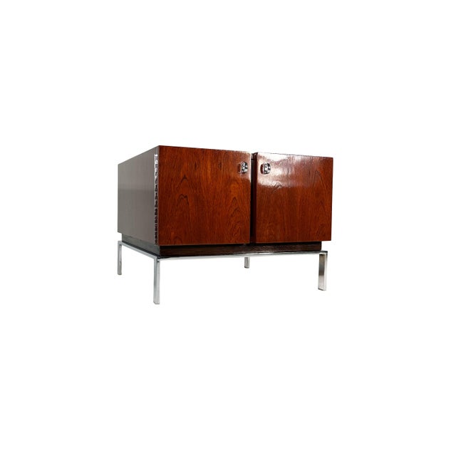 Mid-Century Modern Vintage Mid Century Modern Architectural Rosewood Cabinet on Chrome Base For Sale - Image 3 of 16