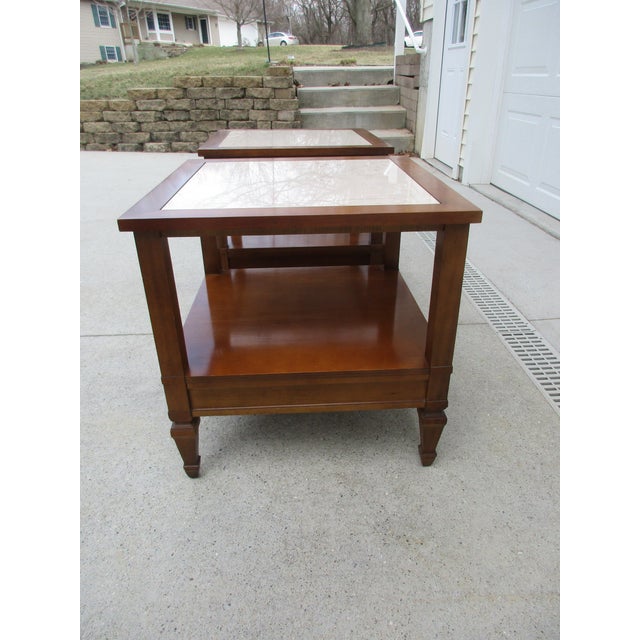 MidCentury Modern Hammary Side Tables With Portuguese Marble Tops a