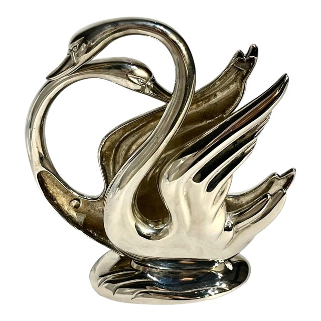 Vintage French Silver Plate Swan Mail or Napkin Holder For Sale