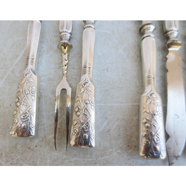 Traditional Silver Cocktail Knives and Forks -Set of 12 For Sale - Image 3 of 6
