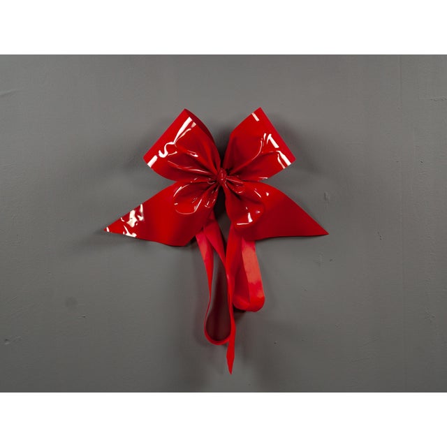 Large Red Gift Bow Hand-Formed from Plastic For Sale - Image 12 of 13