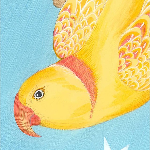 Original art for parrot and bird lovers! “In Perch of Excellence” is a gorgeous painting of a yellow ring necked parakeet...