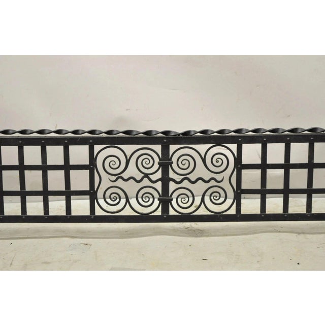 Gothic Antique Gothic Wrought Iron Spiral Twist 56" Fireplace Mantel Fender Surround For Sale - Image 3 of 10