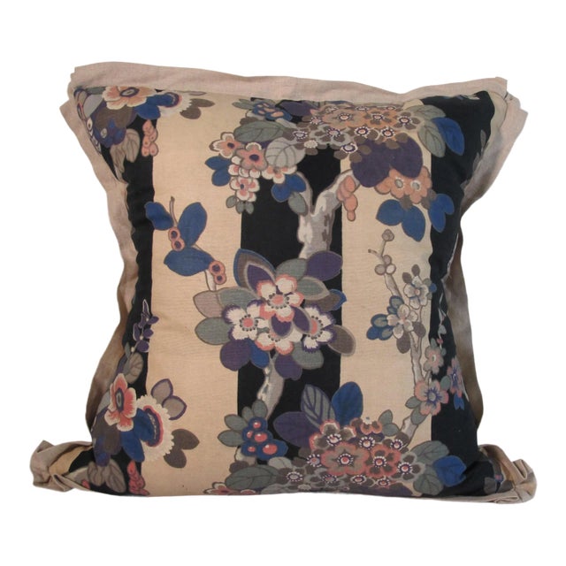 Art Deco Floral Print Pillow - 22ʺW × 22ʺH For Sale
