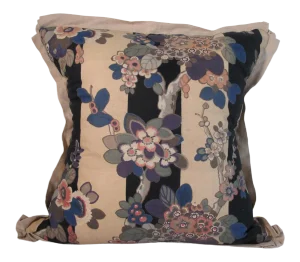 Art Deco Floral Print Pillow - 22ʺW × 22ʺH