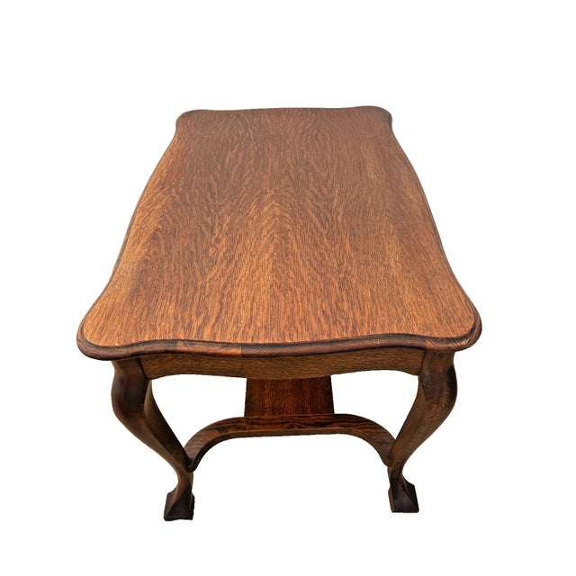 Wood Antique Cadillac Expanding Desk Table, Drawer, Tiger Oak, Bottom Shelf, Ink Well For Sale - Image 7 of 13