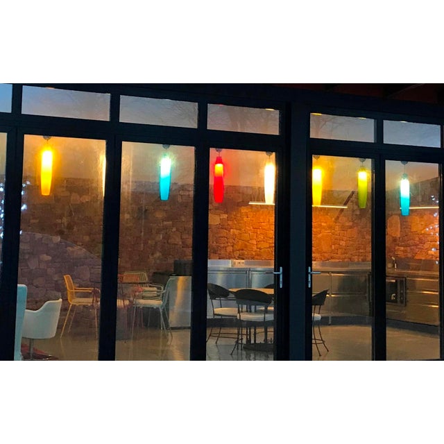 Italian Green Pendant in Murano Glass attributed to Alessandro Pianon for Vistosi, 1960s For Sale - Image 9 of 18