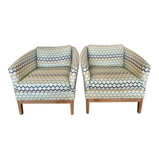 Lee Industries Upholstered Club Chairs -a Pair For Sale