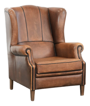 Sheepskin Wing Chair in Leather