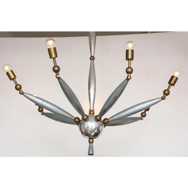 Mid-Century Italian Articulated Chrome and Brass Chandelier For Sale In New York - Image 6 of 11