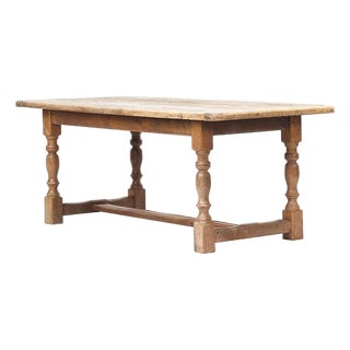 Large Farmhouse Rustic Country Dining Table in Oak For Sale