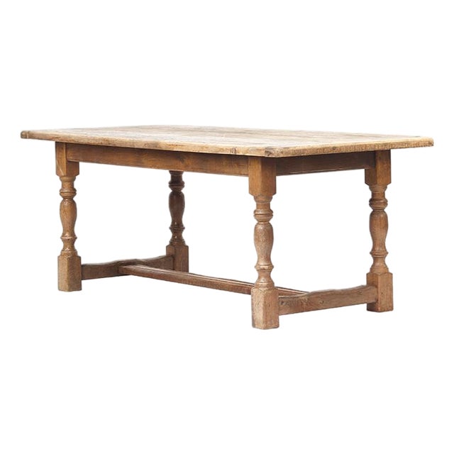 Large Farmhouse Rustic Country Dining Table in Oak For Sale